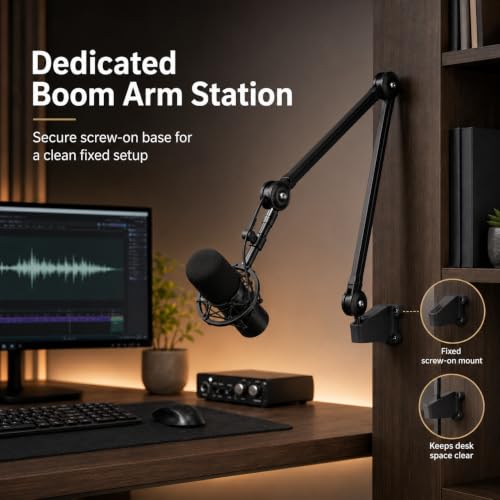 SplashNColor Wall Mount Bracket Compatible with Rode PSA1 Studio Boom Arm – Secure Screw-On Base | Fixed Mic Arm Station | Flat Surface Workstation Adapter
