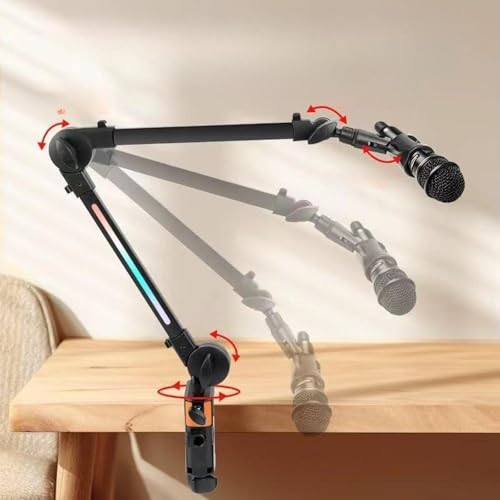 Arm Adjustable Holder Desk Clamp Alloy Construction Mic Clip Cable Management Suitable for Podcasting Studio, with clip