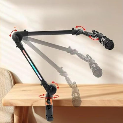 Arm Adjustable Holder Desk Clamp Alloy Construction Mic Clip Cable Management Suitable for Podcasting Studio, with clip