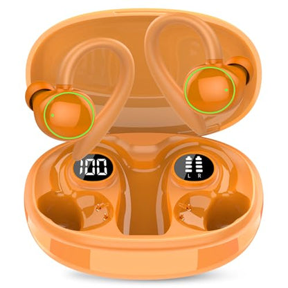 Wireless Earbuds, Bluetooth 5.4 Headphones Sport Over Ear Buds With ENC Mic - color: O-Orange