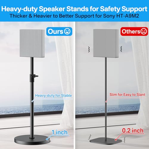 Height Adjustable Speaker Stands Pairs for Sony Bravia Theatre Quad HT-A9M2 Stands - Heavy-Duty Surround Speaker Stand for Sony HT-A9M2 Speaker Stand with Cable Management
