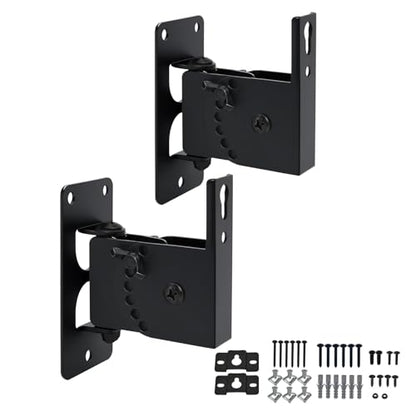 Speaker Wall Mount , Holds up to 30lbs，Swivel and Tilt, 2 Packs | All Metal Wall Speaker Mount for Small Speakers，Easy DIY Assembly, HD-618 ,Black - style: HD-618