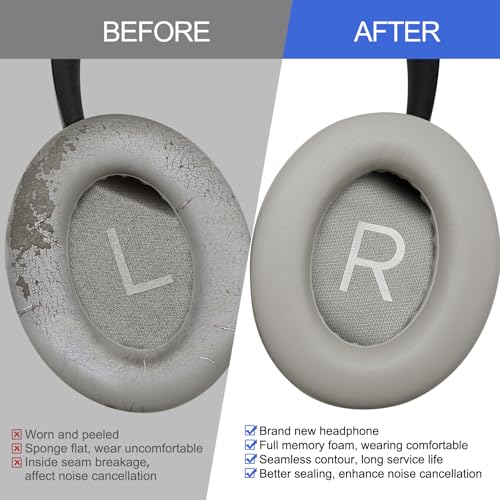 Noise Cancelling 700 Replacement Ear Pads, Upgrade Earpad Cushions for Bose NC 700 Headphones, with Soft Protein Leather (Sandstone Gray) - color: Sandstone Gray