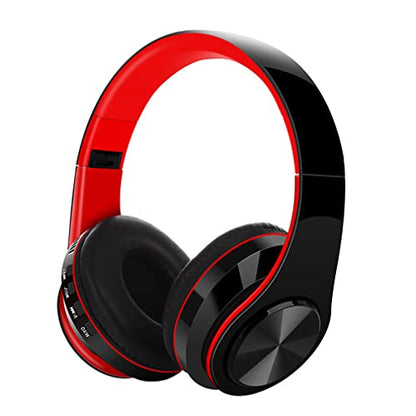 Wireless On-Ear Bluetooth 5.0 Headphones, Foldable Sport HiFi Stereo Sound Headset with Microphone Noise Canceling, Hi-Res Audio, 10 Hours Playtime,Red - color: Red
