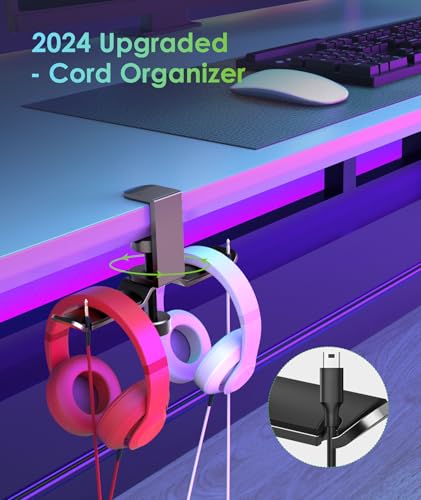 6amLifestyle Dual Rotatable Headphone Stand Hanger Under Desk Clamp Headset Holder Aluminum Load up to 11lb Headset Stand Hanger Compatible with Universal Headphones, Black 6A-13BK - color: Black