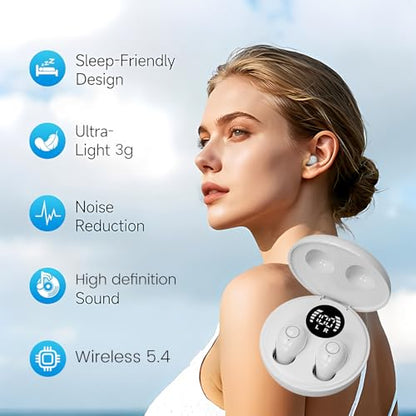 Invisible Sleep Earbuds,Mini Sleep Earbuds Headphones Wireless Bluetooth 5.4,Mini Invisible Wireless Earbuds for Small Ear Canals,Soft in-Ear Ear Plugs for Sleeping Small Ears Gym (Khaki) - color: Khaki