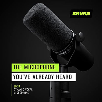 Shure SM7B Dynamic Vocal Microphone for Podcasting & Streaming | XLR studio dynamic mic for broadcast, podcast, recording, gaming and streaming; smooth warm vocals, rugged build - style: SM7B