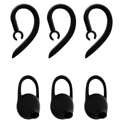 Ear Hooks Eartips Kit 360° Rotatable Adjustable Soft Silicone Anti-Slip Sports Clamp Bluetooth Headset Clips Earbuds Replacement for Newbee/Plantronics/TOORUN Black