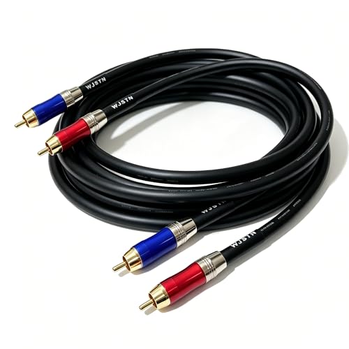 WJSTN-020 RCA to RCA Audio Cable, 1RCA Male to 1RCA Male Stereo Audio Cable Converter, Digital Stereo Audio Cable for subwoofer, Home Theater, high-Fidelity Audio-Double Shielding-2 Pack (2FT) - size: 2FT
