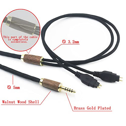 NewFantasia 4.4mm Balanced Cable Replacement Cable Compatible with Sennheiser HD600 HD650 HD580 HD660S HD58X HD660S2 HD6XX Headphone 7N OCC Copper Silver Plated Cord Walnut Wood Shell