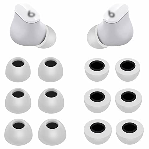Replacement Memory Foam Compatible with Beats Fit Pro/Studio Buds + Ear Tips, 6 Pairs S/M/L Cancel Noise Fit in Case Comfortable No Silicone Pain for Beat Fit Pro/Studio Buds - Foam Gray