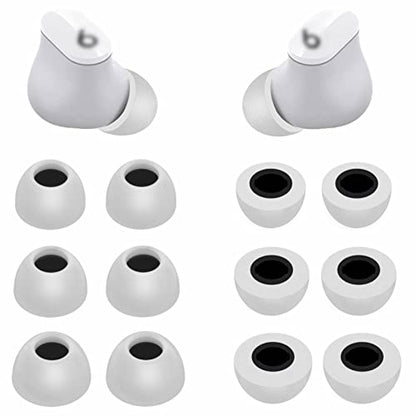 Replacement Memory Foam Compatible with Beats Fit Pro/Studio Buds + Ear Tips, 6 Pairs S/M/L Cancel Noise Fit in Case Comfortable No Silicone Pain for Beat Fit Pro/Studio Buds - Foam Gray