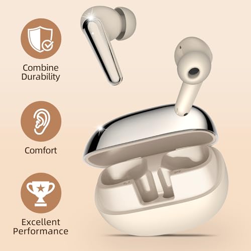 Wireless Earbuds 2 Pack, ANC in-Ear Bluetooth Headphones, Big Bass Durable, Lightweight Design for Noisy Factories, Gym, and Travel, 60 Hour Long Playtime (Gold) - color: Gold