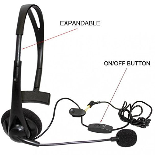 Compatible with Moto E5, E5 Plus - Wired Headset Mono Handsfree Headphone 3.5mm Earphone Earpiece Boom Microphone Single Earbud [Black] Works with Motorola Moto E5 Plus