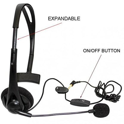 Compatible with Moto E5, E5 Plus - Wired Headset Mono Handsfree Headphone 3.5mm Earphone Earpiece Boom Microphone Single Earbud [Black] Works with Motorola Moto E5 Plus