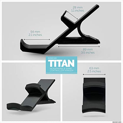 BRAINWAVZ The Titan - Desktop Gamepad Controller & Headphone Hanger Holder - Designed for Xbox ONE, PS4, PS3, Dualshock, Switch, PC, Steelseries, Steam & More, Reduce Clutter, Black - color: Titan - Controller & Headphone Mount