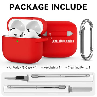 Ljusmicker for AirPods 5/4 Case (2026/2024) with Cleaner Kit,Deep Red - color: C2-Deep Red