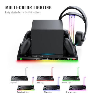 JDDWIN Charging Dock Stand with Cooling Fan for Steam Machine/Steam Controller 2026 Storage Stand for Steam Controllers Puck & Headset with RGB Light