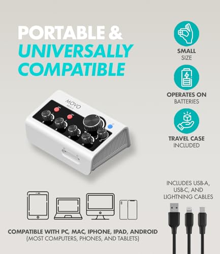 Movo Pro Portable Podcast Equipment Bundle for iPhone/Android Phones- Podcast Kit with Audio Interface, 2 UM6 Dynamic Mics, 2 Headphones, 2 Boom Arms - for Smartphones, Computers, PC, Mac - style: with Boom Arms and Headphones