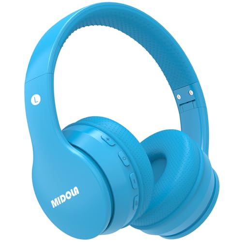 Kids Bluetooth Headphones Wireless 68 Hours,Safe Volume Limit 85/94dB Blue | Adjustable Headband Foldable Over-Ear Lightweight Headsets for Toddler Girls Boys Tablet/iPad,HD Stereo,Built-in Mic - color: Blue