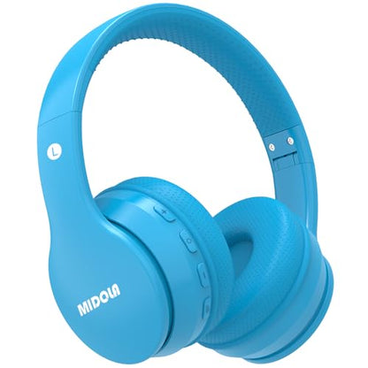 Kids Bluetooth Headphones Wireless 68 Hours,Safe Volume Limit 85/94dB Blue | Adjustable Headband Foldable Over-Ear Lightweight Headsets for Toddler Girls Boys Tablet/iPad,HD Stereo,Built-in Mic - color: Blue