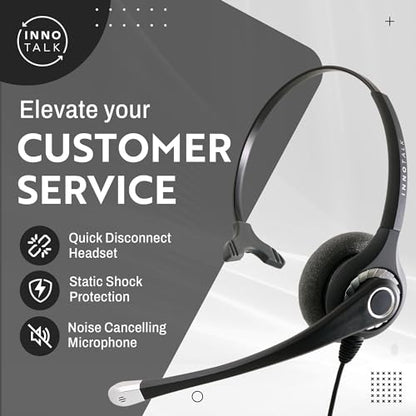 INNOTALK Phone Headset Compatible with Avaya 5620 5621 5625 6416 6424 QE4610 9404 9406 9408 9504 9508, QD Headset Adapter Cable + Noise Cancel Supersonic Monaural Desk Phone Headset - size: Superb Monaural