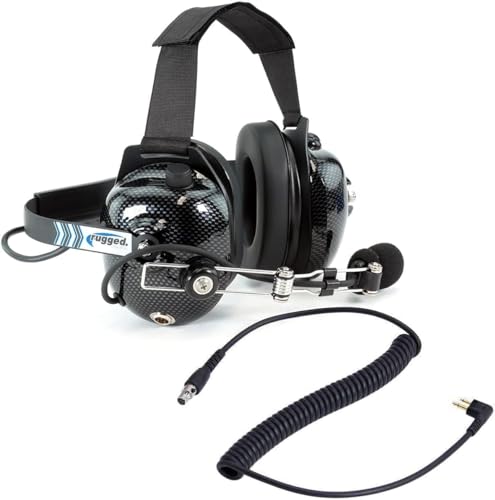 Rugged Radios H41-CF Headset & CC-MOT Coil Cord for Motorola Radios | 24dB NRR Headset Bundle for Motorola, HYT, Speedcom, Yaesu Radios with Clear Hear Speakers, PPT, and 3.5mm Jack