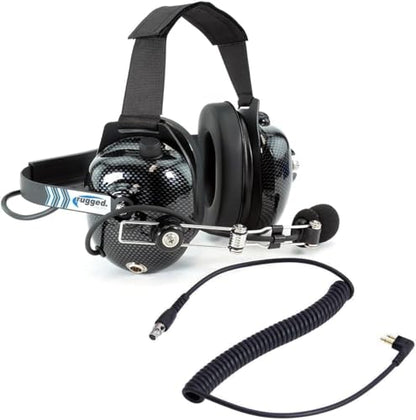 Rugged Radios H41-CF Headset & CC-MOT Coil Cord for Motorola Radios | 24dB NRR Headset Bundle for Motorola, HYT, Speedcom, Yaesu Radios with Clear Hear Speakers, PPT, and 3.5mm Jack