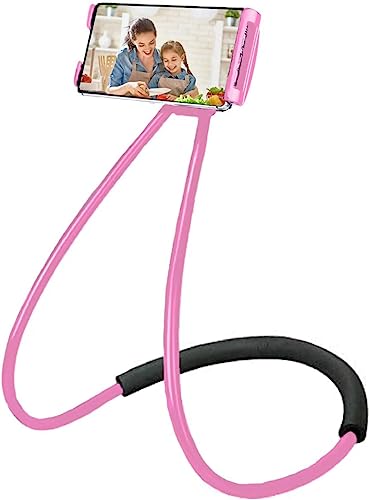Neck Cell Phone Holder for Desk Bed,Bike and Motorcycle Phone Mount,Lazy Bracket Mobile Phone Stand Holder (Pink) - color: Pink