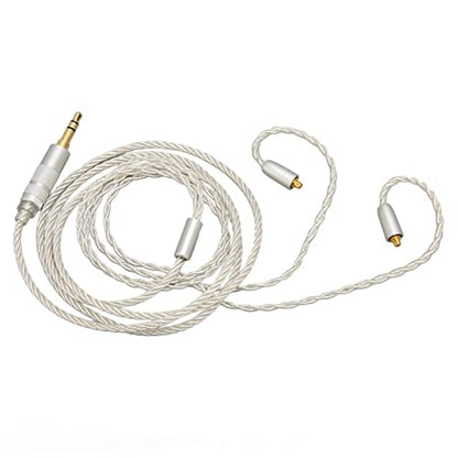 Replacement Earphone Cable, Silver Plated Copper HiFi 4 Core MMCX to 3.5mm Sound Jack, Upgrade Headphone Wire with Noise Reduction for SE215 SE315 SE425 SE535 SE846,