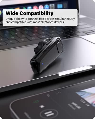 ADADPU Bluetooth Headset - V5.0 Wireless Handsfree Earpiece Built-in Dual Mic Noise Cancelling, 10 Days Standby 16Hrs HD Talktime Ultralight Headset for iPhone Android Samsung Laptop(Black) - color: Black