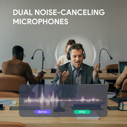 Yealink UH37 USB Headset with Mic Noise Cancelling Wired Headphone USB-C/A