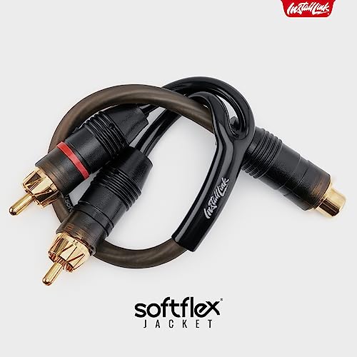 Install Link RCA Y Adapter Cable, 1-Female to 2-Male Splitter, 2-Pack (OFC) | Pure OFC Copper, 1ft, Feeds One Stereo Signal to Two Components, for Subwoofer, Home Theater, Car Audio Amplifier, Studio - color: Frosted Black, size: 1-Female to 2-Male