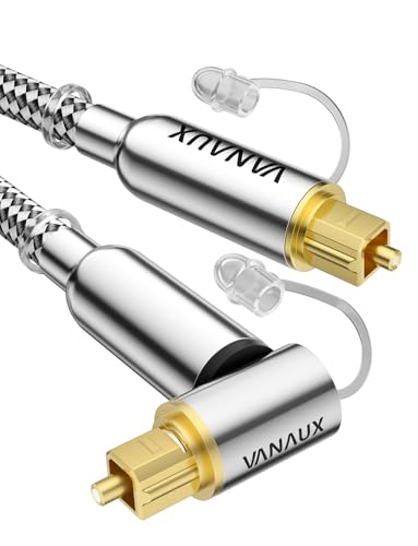 VANAUX 90-Degree Optical Audio Cable 3FT,Premium Fiber Optic Toslink Cable(24K Gold-Plated Connectors,Aluminum Alloy Shell,Braided Jacket)Ideal for Tight Spaces,Home Theater,Soundbars,Gaming Consoles - size: 3FT, style: 90 Degree Toslink to Toslink