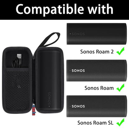 khanka Hard Travel Case Replacement for Sonos Roam 2 / Sonos Roam Portable Smart Bluetooth Speaker - color: Black