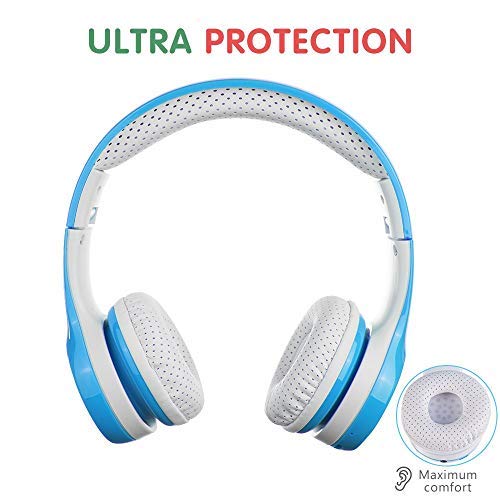 Kids Wireless Headphones, Bluetooth Toddler Headphones, Blue | Comfort Soft Ear Pads, Volume Limited, For School, Travel, Online Class - color: light blue