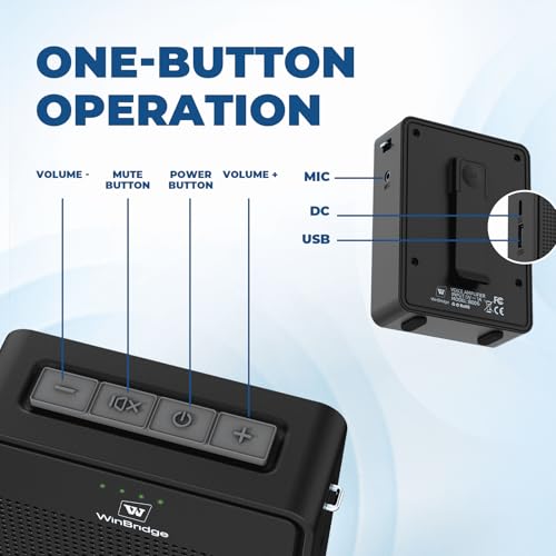 Wireless Voice Amplifier with Bluetooth Lavalier Microphone B006 | Noise Reduction Portable Microphone with Speaker, Mini Megaphone with Clip on/Lapel Mic for Teachers Classroom Tour Guide