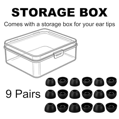 Replacement Ear Tips Compatible with Beats Powerbeats Fit (2025) | Soft Silicone Eartips with Portable Storage Box (9 Pairs, Black, S/M/L)