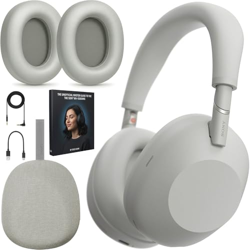 Sony WH1000XM6/S Best Wireless Noise Canceling Headphones, Platinum Silver Bundle with Deco Essentials Headphones Ear Pads Replacement Headset Ear Cushions and Deco Gear Unofficial Master Guide - color: Steel