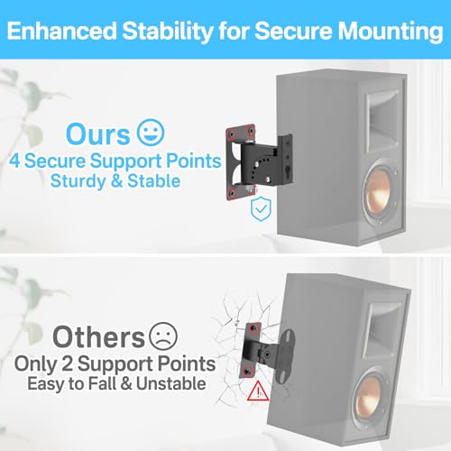 Metal Universal Speaker Wall Mount for Surround Sound Speaker Mounts - Swivel & Tilt Adjustable Wall Mounts for LG, Samsung, Vizio, Roku, Sony Speakers Mounting Bracket Hold up to 30lbs, 2 Pack