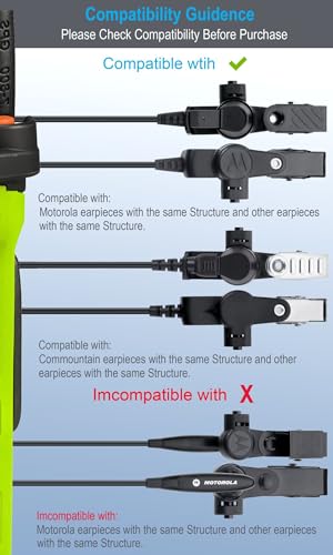 commountain Clear Acoustic Tube for Two Way Radio Earpiece and Headset | Fit Left Ear, 2 Pack, Compatible with Motorola Earpiece and More, Skin Friendly & UV Resistant TPU Coil Tube - size: For Left Ear