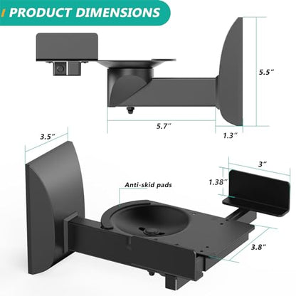 WALI Speaker Wall Mount, Surround Sound Speaker Stand with Adjustable Swivel Tilt Angle, Large Bookshelf Speaker Wall Mount for Living Room, Home Theater, Hold up to 66 Lbs, (SWM201XL), 2 Pack, Black - size: Larger