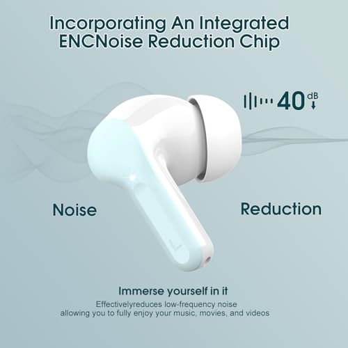 Wireless Earbuds, Bluetooth 5.4 Headphones HiFi Stereo, Bluetooth Earbuds | With ENC Noise Cancelling Mic, IP7 Waterproof in Ear Earphones, 48H, LED Display Ear buds for Pad Workout Sports, Azure - color: Azure