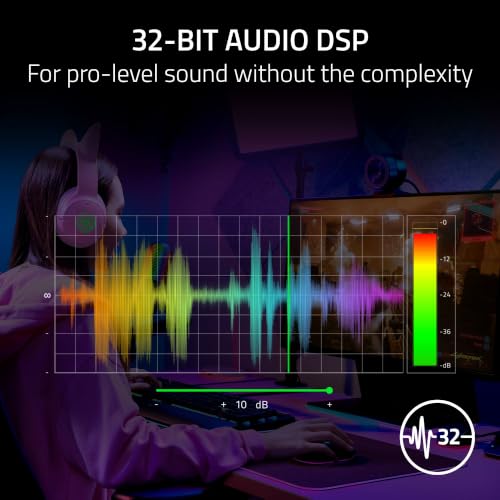 Razer Seiren V3 Chroma 32‐Bit DSP, USB-C Microphone for PC & Mac, White | AI Audio Processing, Noise Isolation, Tap-to-Mute, Supercardioid Condenser Mic, Chroma RGB, Discord, OBS Studio, Streamlabs