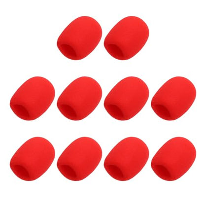 MECCANIXITY 10pcs Microphone Foam Covers, 40mm (1.57") ID 10mm (0.39") Thickness Microphone Windscreen Foam Cover for Most Handheld Microphones, Red - color: Red