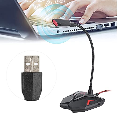 Microphone for Computer, USB Microphone with Mute Button, Desktop PC Mic Gooseneck Design with Headphone Monitoring Jack for PC,Laptop,Gaming Recording