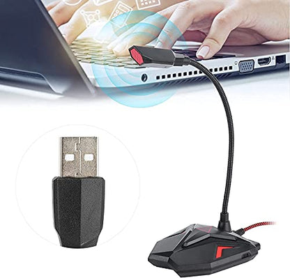 Microphone for Computer, USB Microphone with Mute Button, Desktop PC Mic Gooseneck Design with Headphone Monitoring Jack for PC,Laptop,Gaming Recording