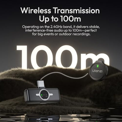 ULANZI A21 Drawer Wireless Microphone for iPhone 14/13/12/11(2TX + Lightning RX), Mini Lapel Mic with 32khz 24bit, AI Noise Reduction, Ultralight Button TX, 36H Battery for Video Recording, Streaming - size: Lightning