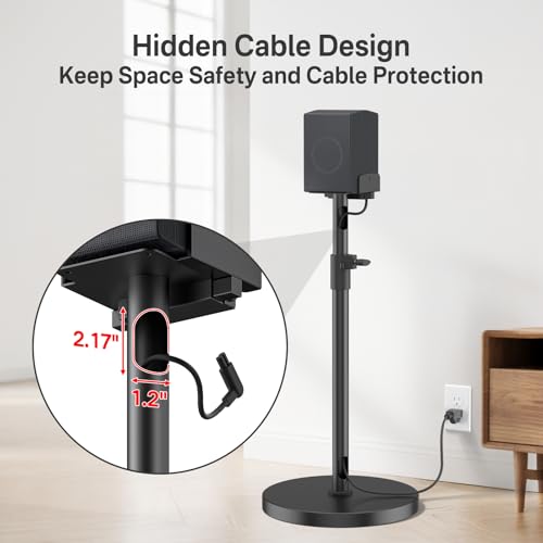 Speaker Stands Pair for Samsung Q990H/Q990F/Q990D/Q930H/Q930F Rear Speakers | Compatible With Samsung Q Series Speakers, 33.5″–40.5″ Height Adjustable, Built-in Cable Management, Weighted Base Stability