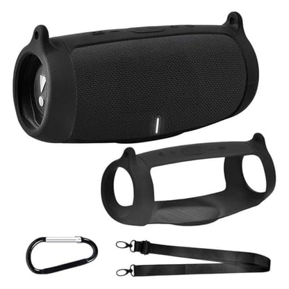 PAIYULE Silicone Case Cover for JBL Charge 5 Portable Bluetooth Speaker | Travel Gel Soft Skin,Waterproof Rubber Carrying Pouch with Strap (Black) - color: Black